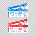 Airline boarding pass tickets to plane for travel journey. Vector illustration. Royalty Free Stock Photo